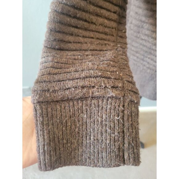 Madewell Chocolate Brown Ribbed Long Sleeve Wool Blend Sweater Size XS Modern - Picture 5 of 10